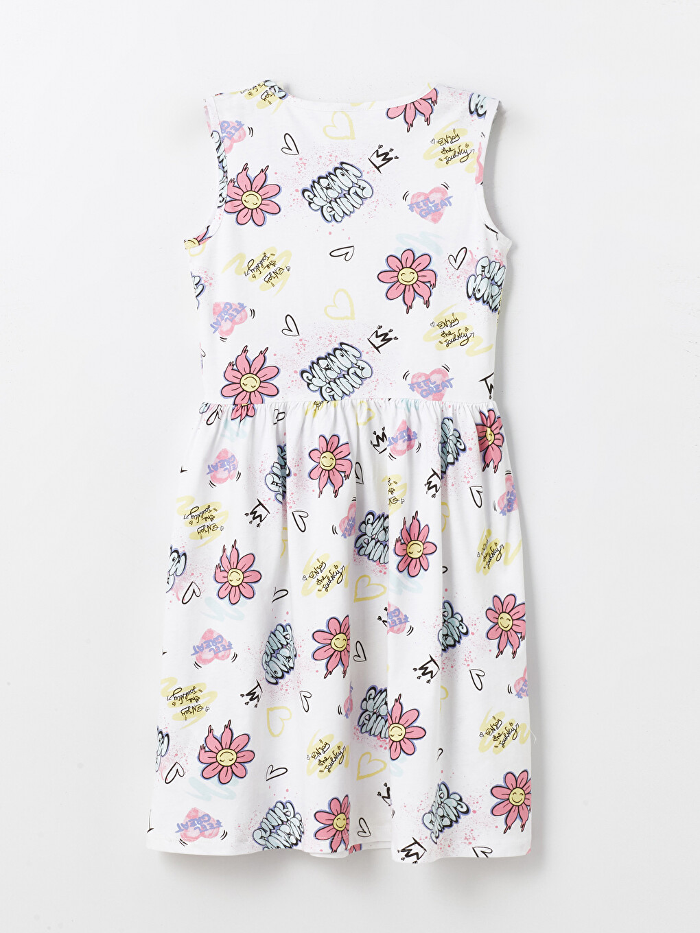 Crew Neck Patterned Girls' Dress-2