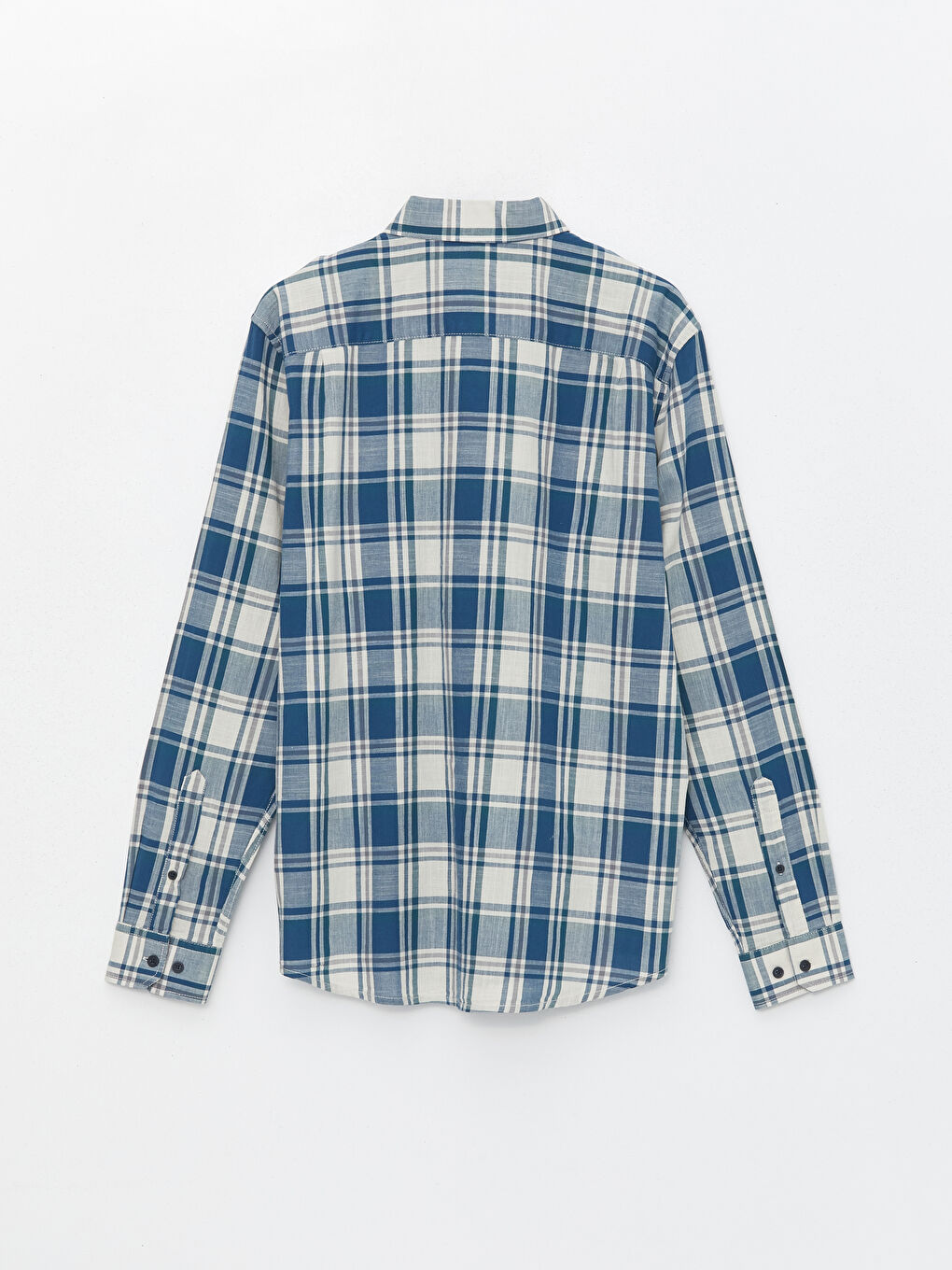 Regular Fit Long Sleeve Plaid Gabardine Men's Shirt-6