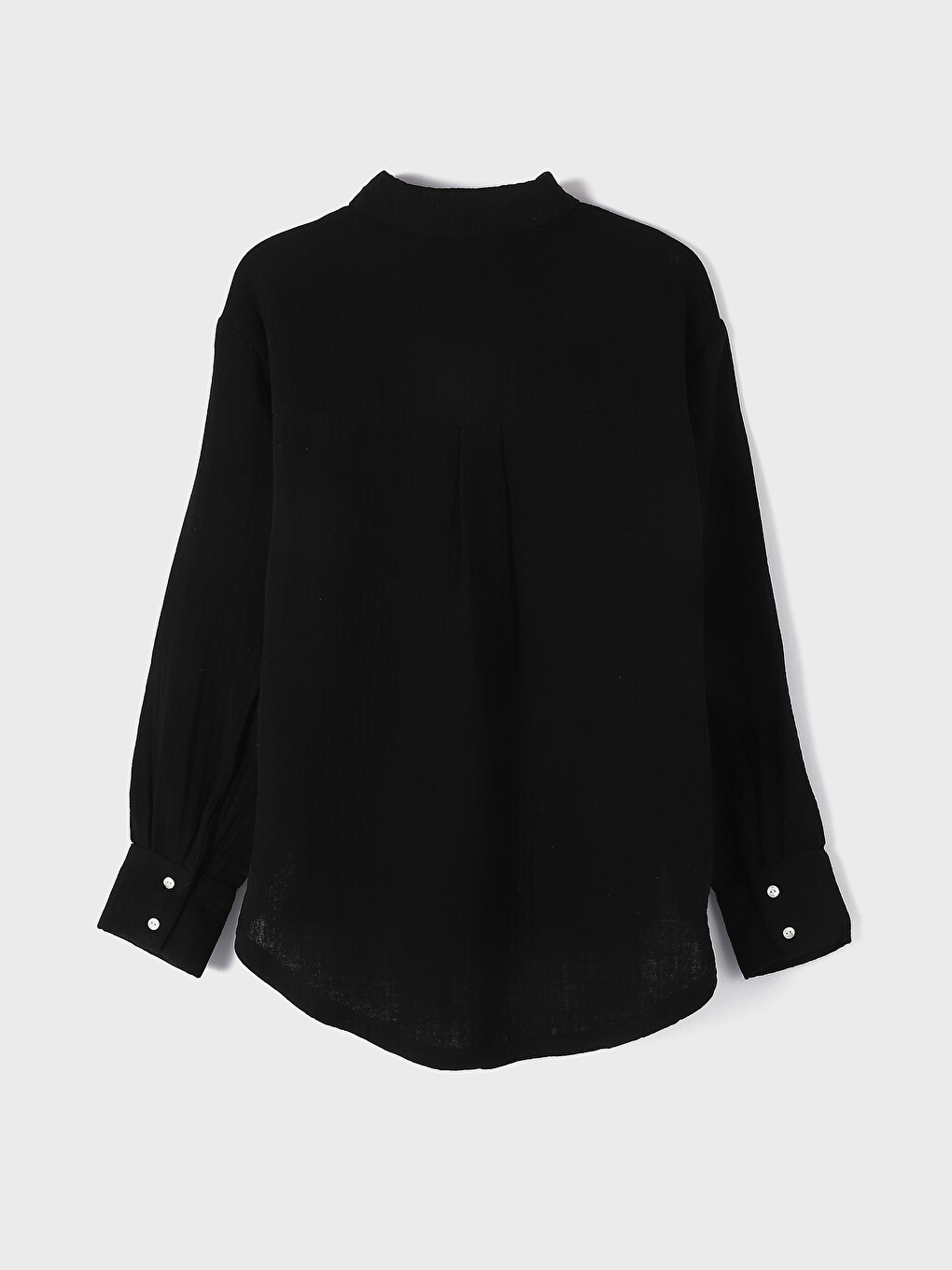 Plain Long Sleeve Women's Muslin Shirt-1