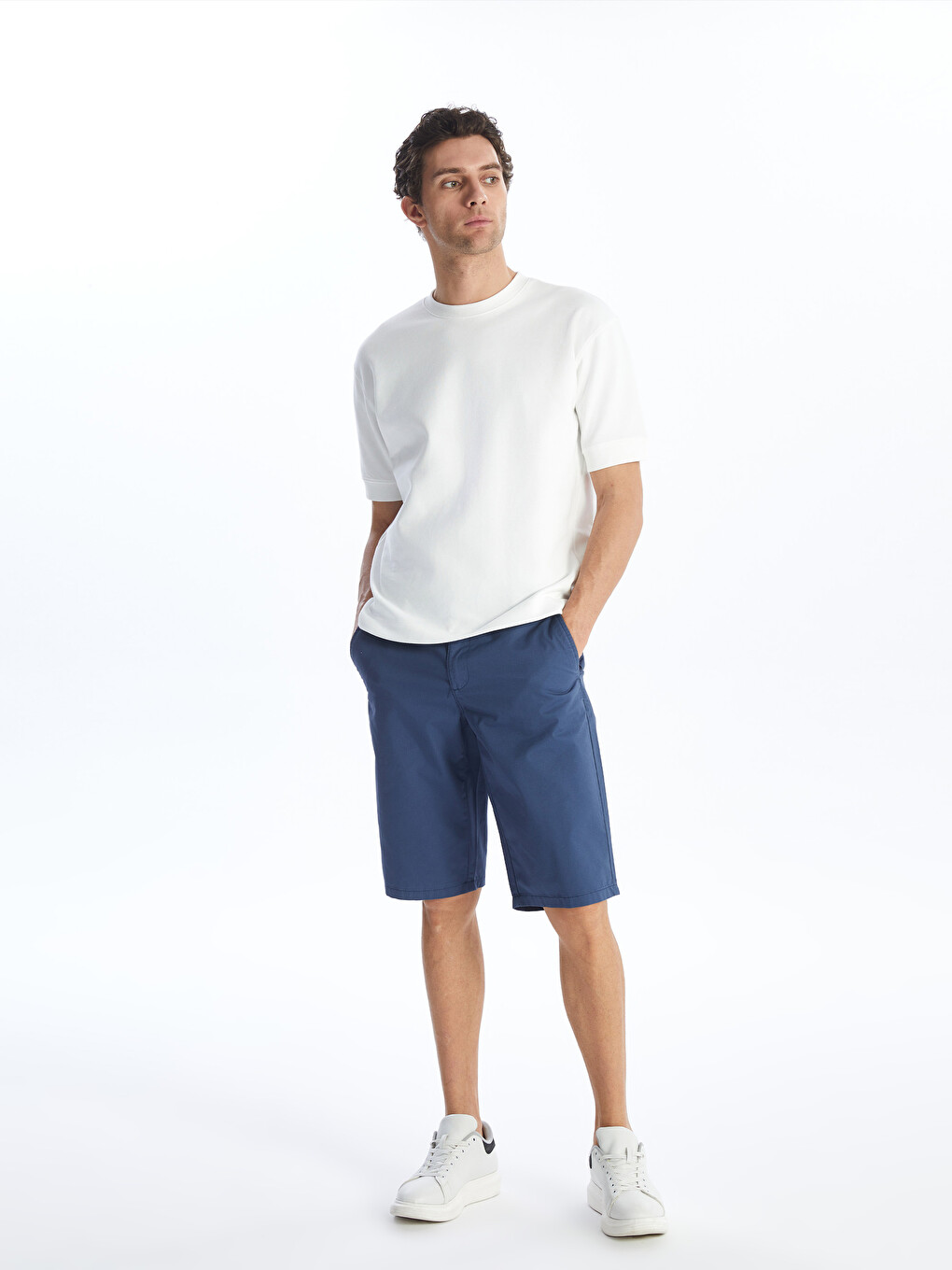 Relaxed Fit Gabardine Men's Bermuda Shorts