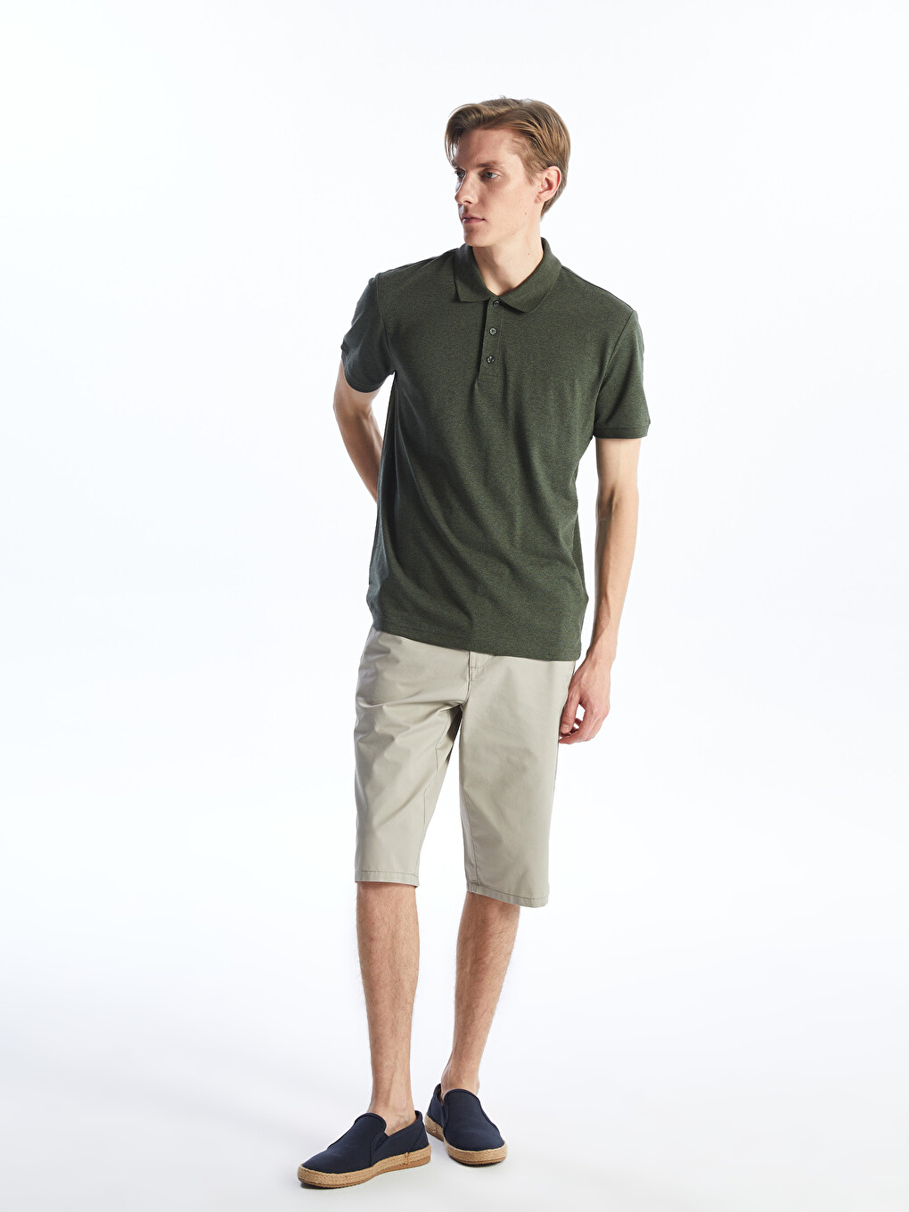 Pantaloni Scurți Bermuda Pentru Bărbați, Standard Fit, Țesătură În Diagonală