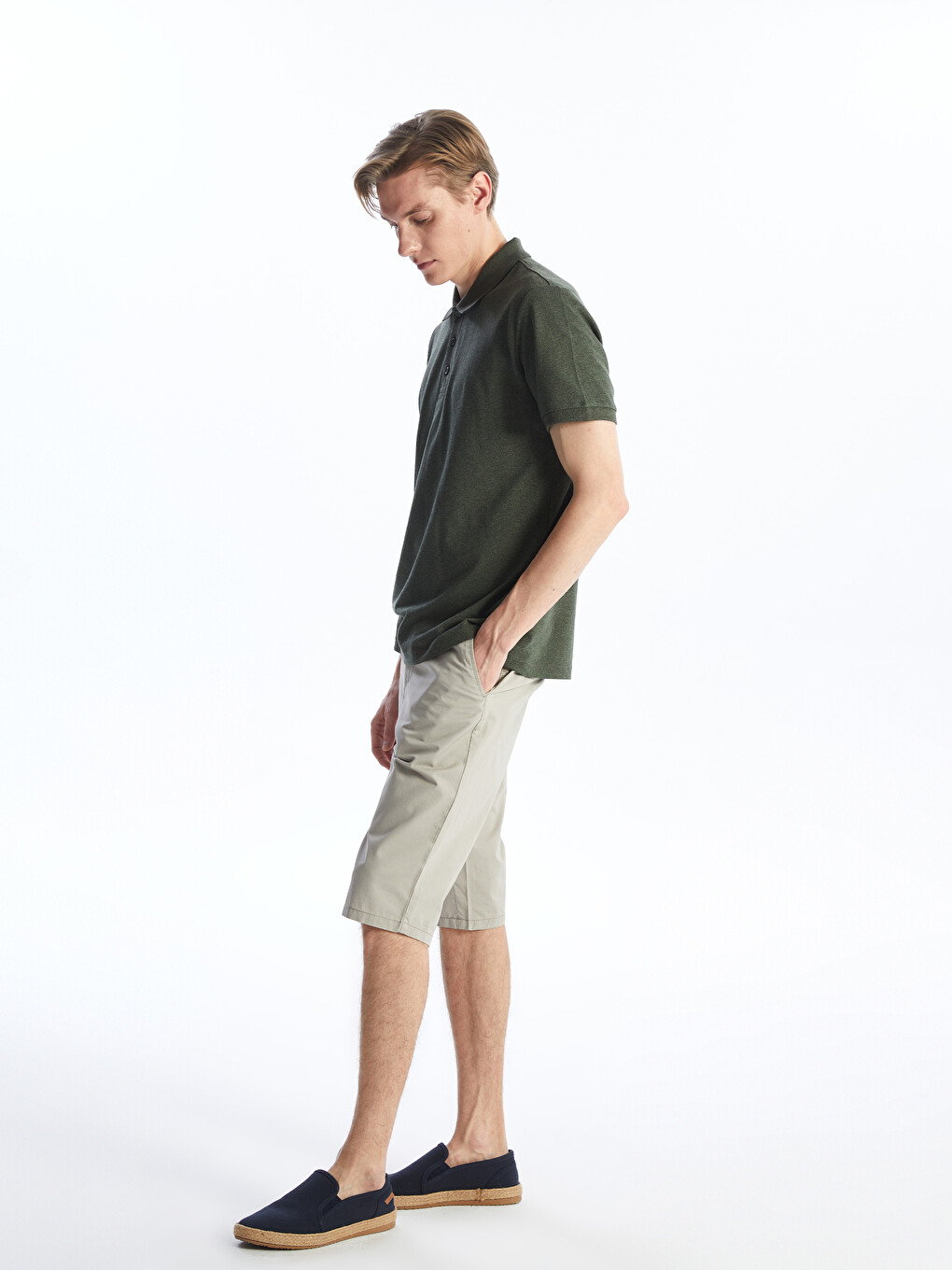 Pantaloni Scurți Bermuda Pentru Bărbați, Standard Fit, Țesătură În Diagonală-1
