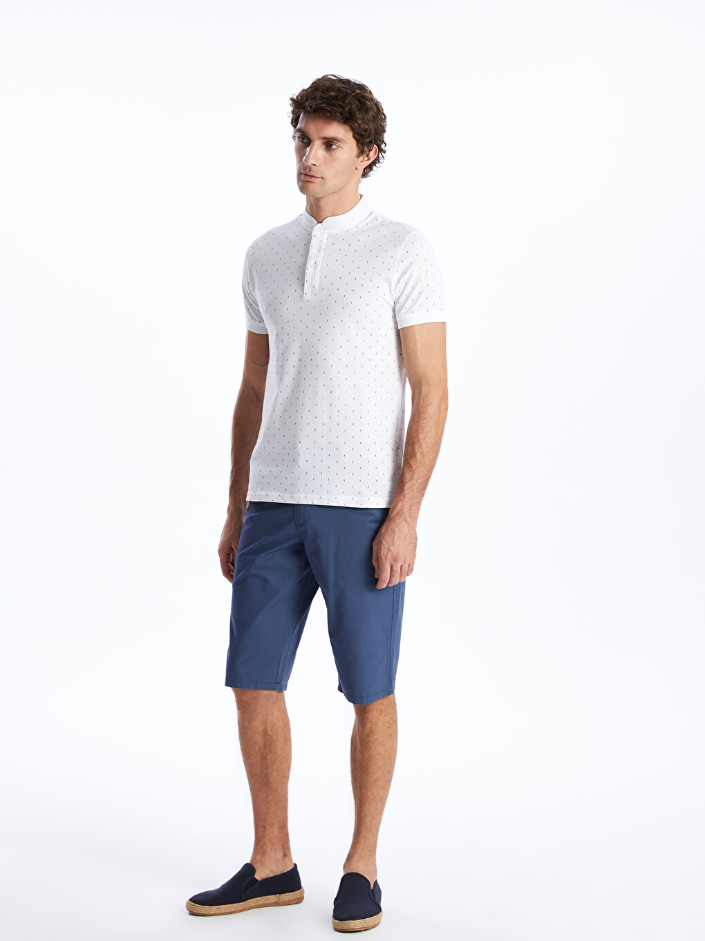 Pantallona Të Shkurtra Bermuda Twill Të Rregullta Për Burra-1