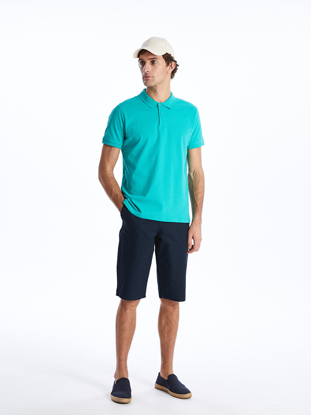 Pantaloni Scurți Bermuda Pentru Bărbați, Standard Fit, Țesătură În Diagonală