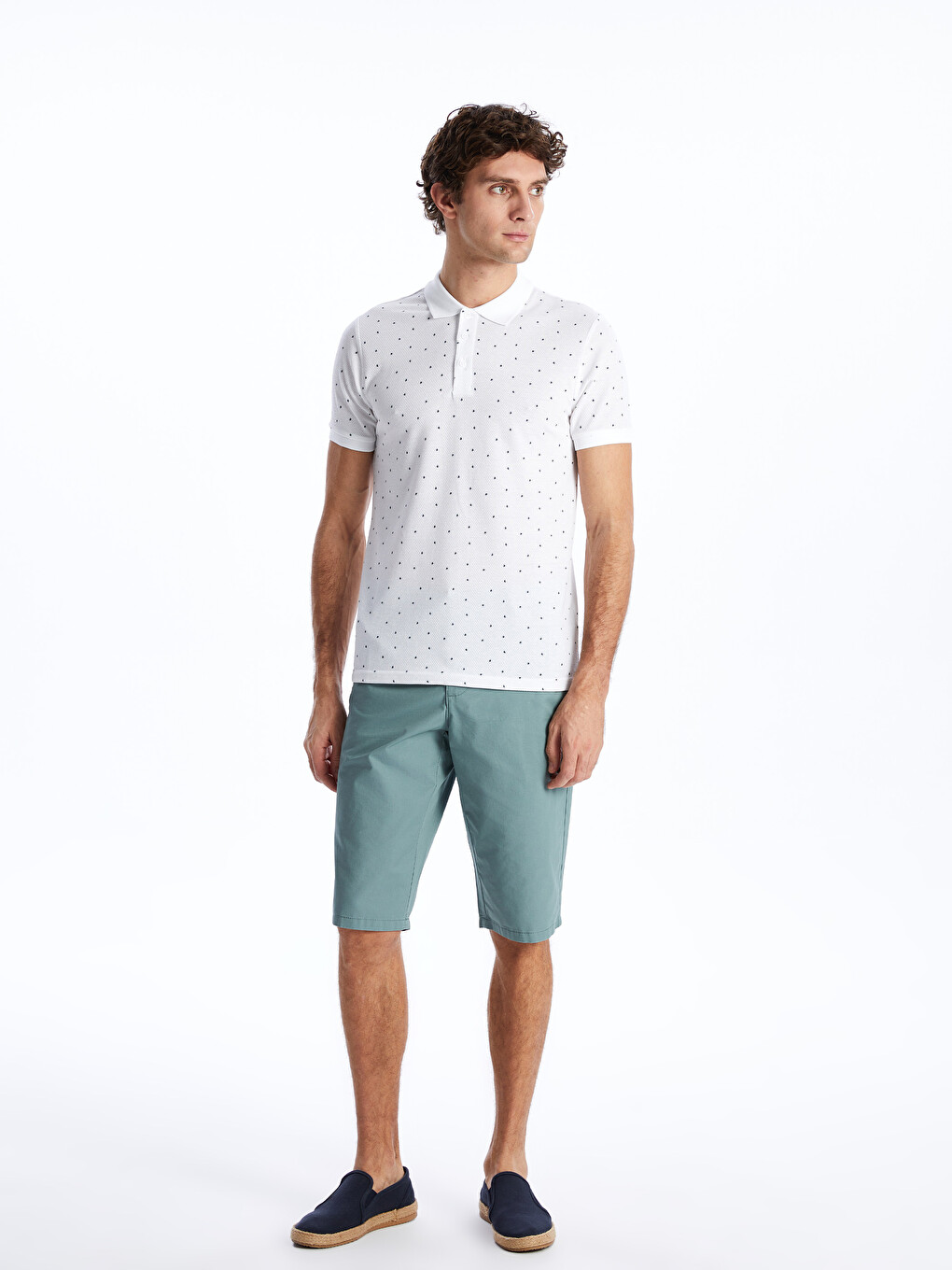 Pantaloni Scurți Bermuda Pentru Bărbați, Standard Fit, Țesătură În Diagonală-1