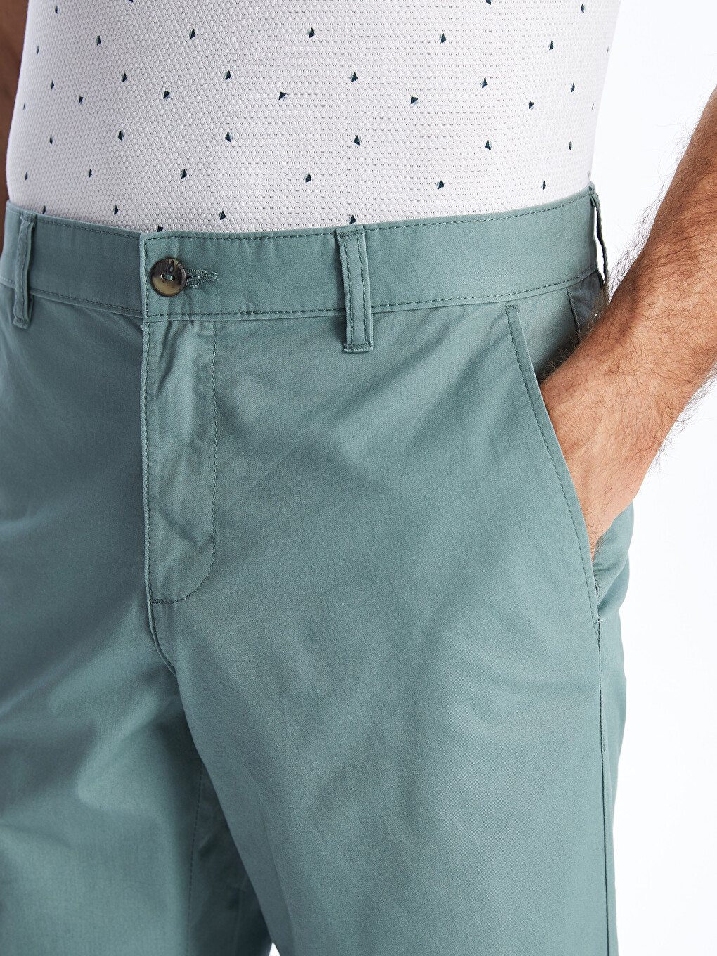 Pantaloni Scurți Bermuda Pentru Bărbați, Standard Fit, Țesătură În Diagonală-2