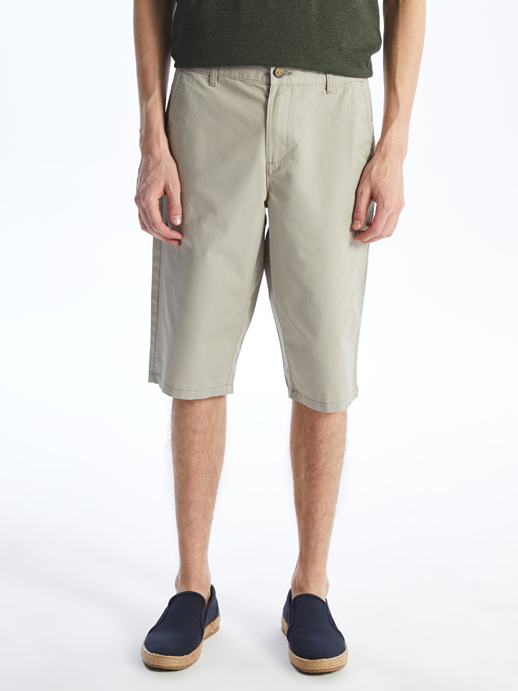 Pantaloni Scurți Bermuda Pentru Bărbați, Standard Fit, Țesătură În Diagonală-3