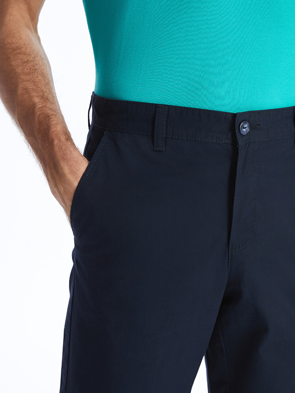 Pantaloni Scurți Bermuda Pentru Bărbați, Standard Fit, Țesătură În Diagonală-2