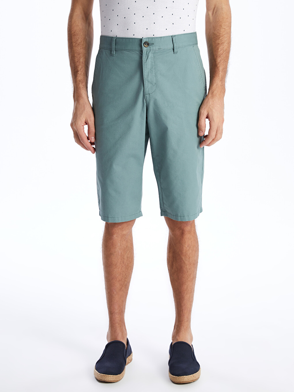 Pantaloni Scurți Bermuda Pentru Bărbați, Standard Fit, Țesătură În Diagonală-3