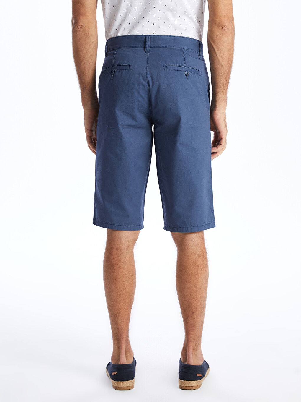 Pantallona Të Shkurtra Bermuda Twill Të Rregullta Për Burra-4