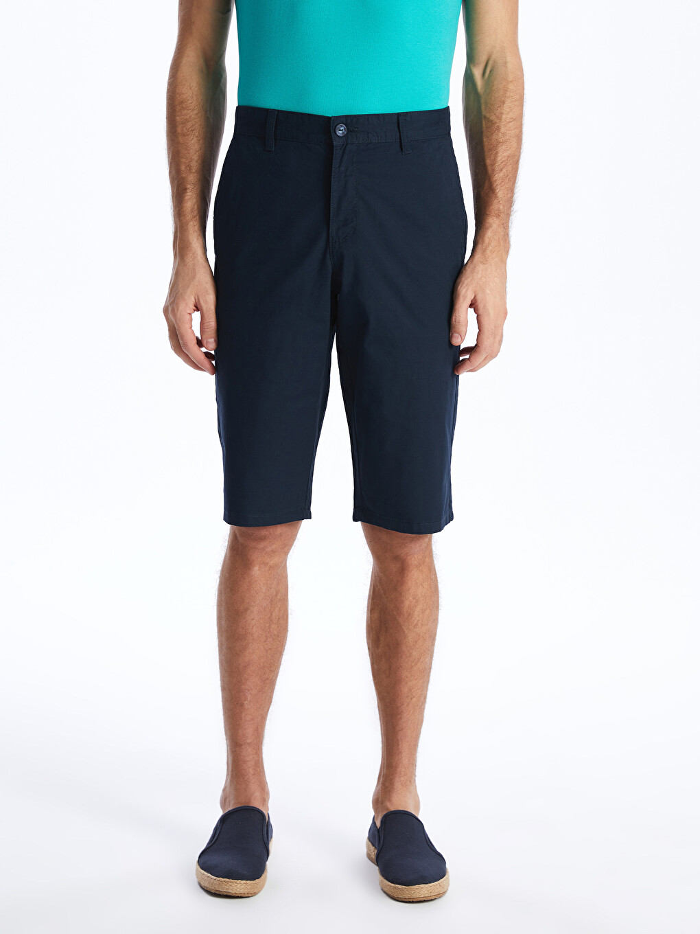 Pantaloni Scurți Bermuda Pentru Bărbați, Standard Fit, Țesătură În Diagonală-3