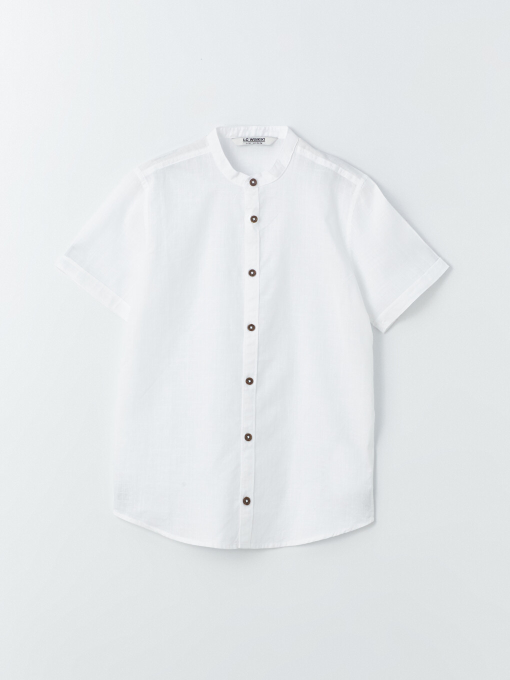 Grandad Collar Basic Short Sleeve Boys' Shirt