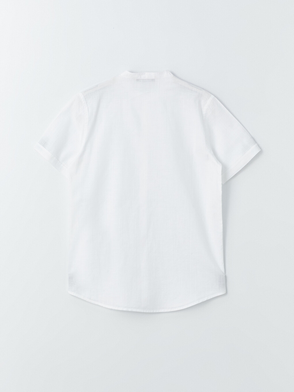 Grandad Collar Basic Short Sleeve Boys' Shirt-2