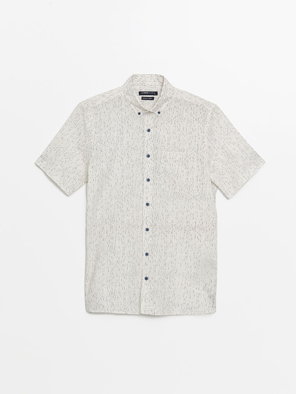 قميص بوبلين منقوش كم قصير بقصة عادية للرجال-5