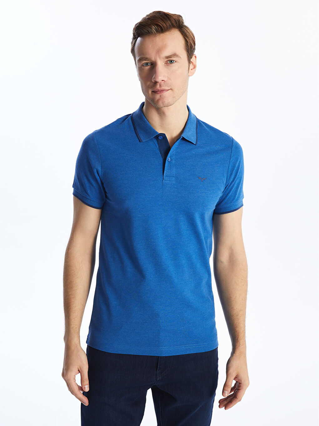 Polo Neck Short Sleeve Pique Men's T-Shirt-1