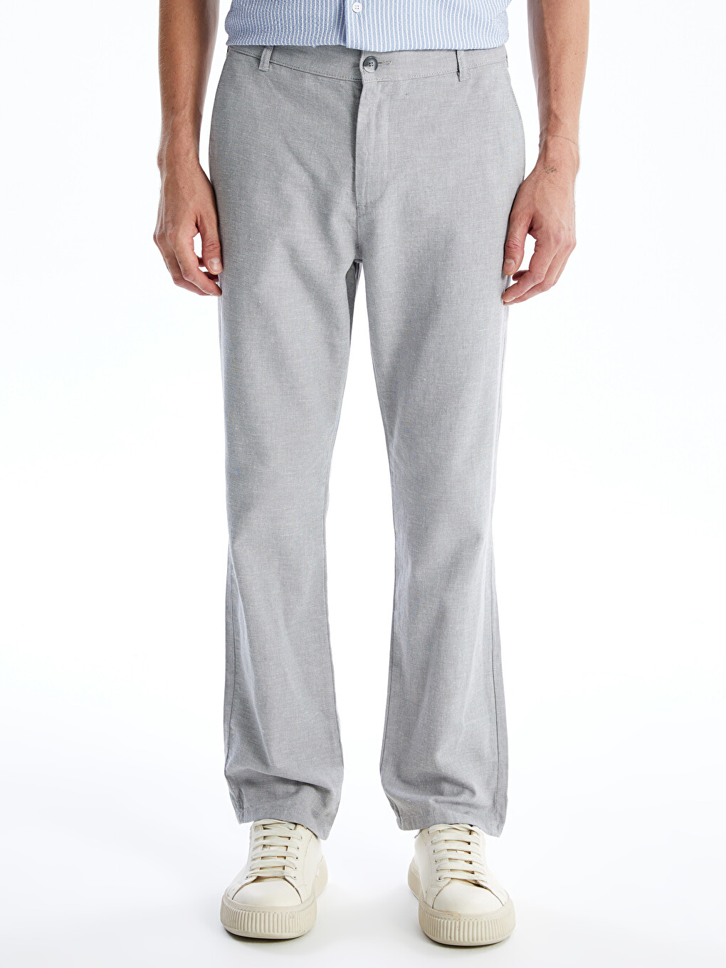 Slim Fit Linen Blend Men's Trousers-1