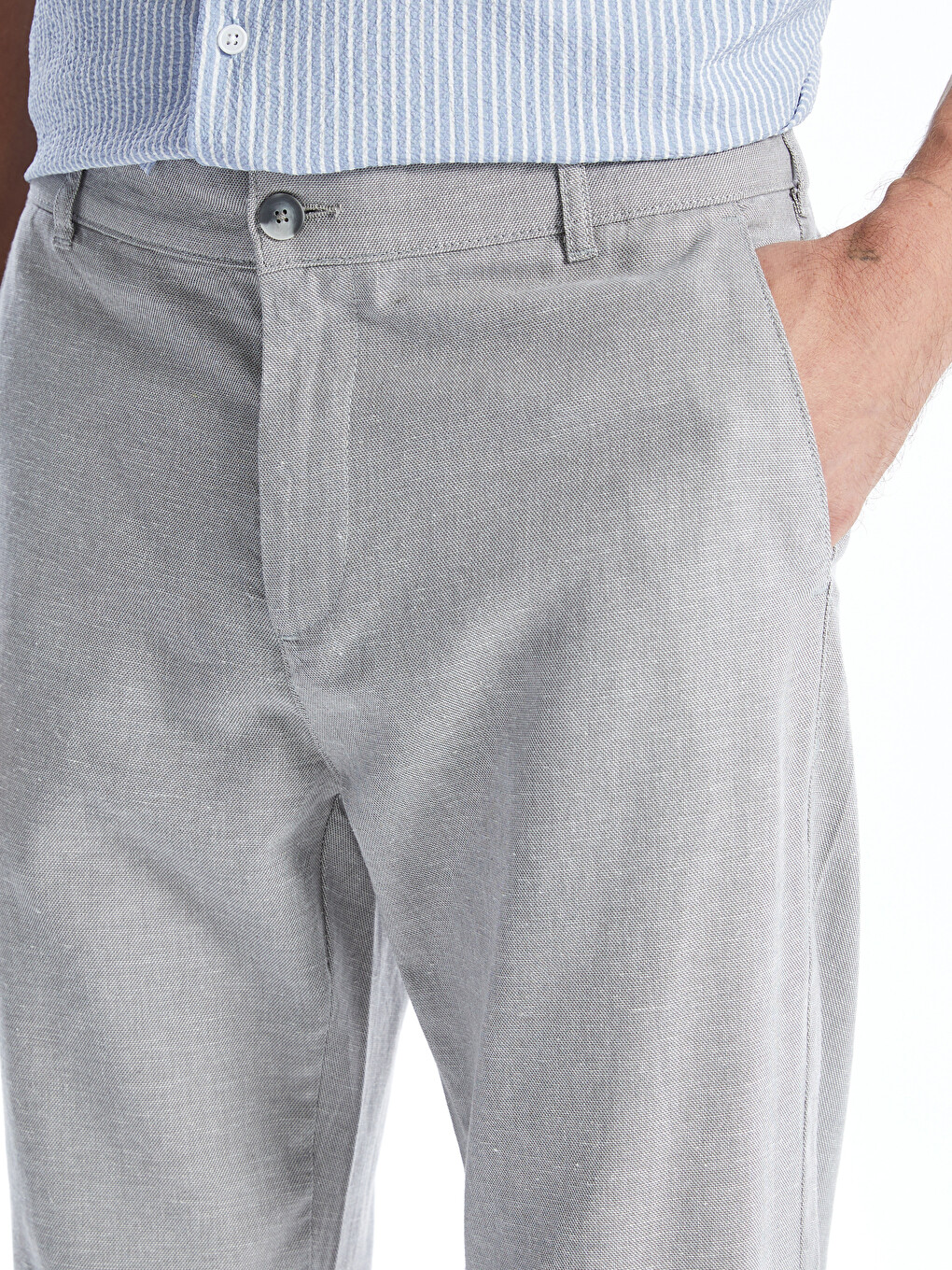 Slim Fit Linen Blend Men's Trousers-2