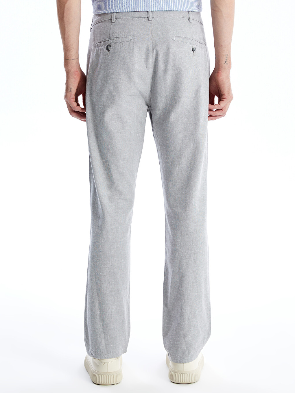 Slim Fit Linen Blend Men's Trousers-3