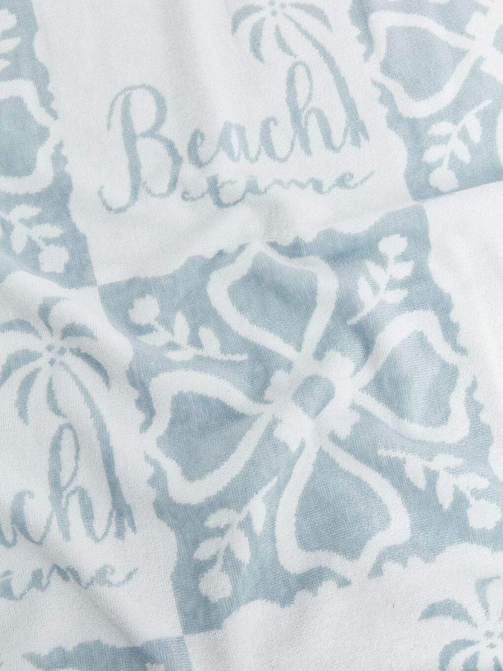 Beyaz Baskılı Kadın Plaj Havlusu 70x145 cm-1