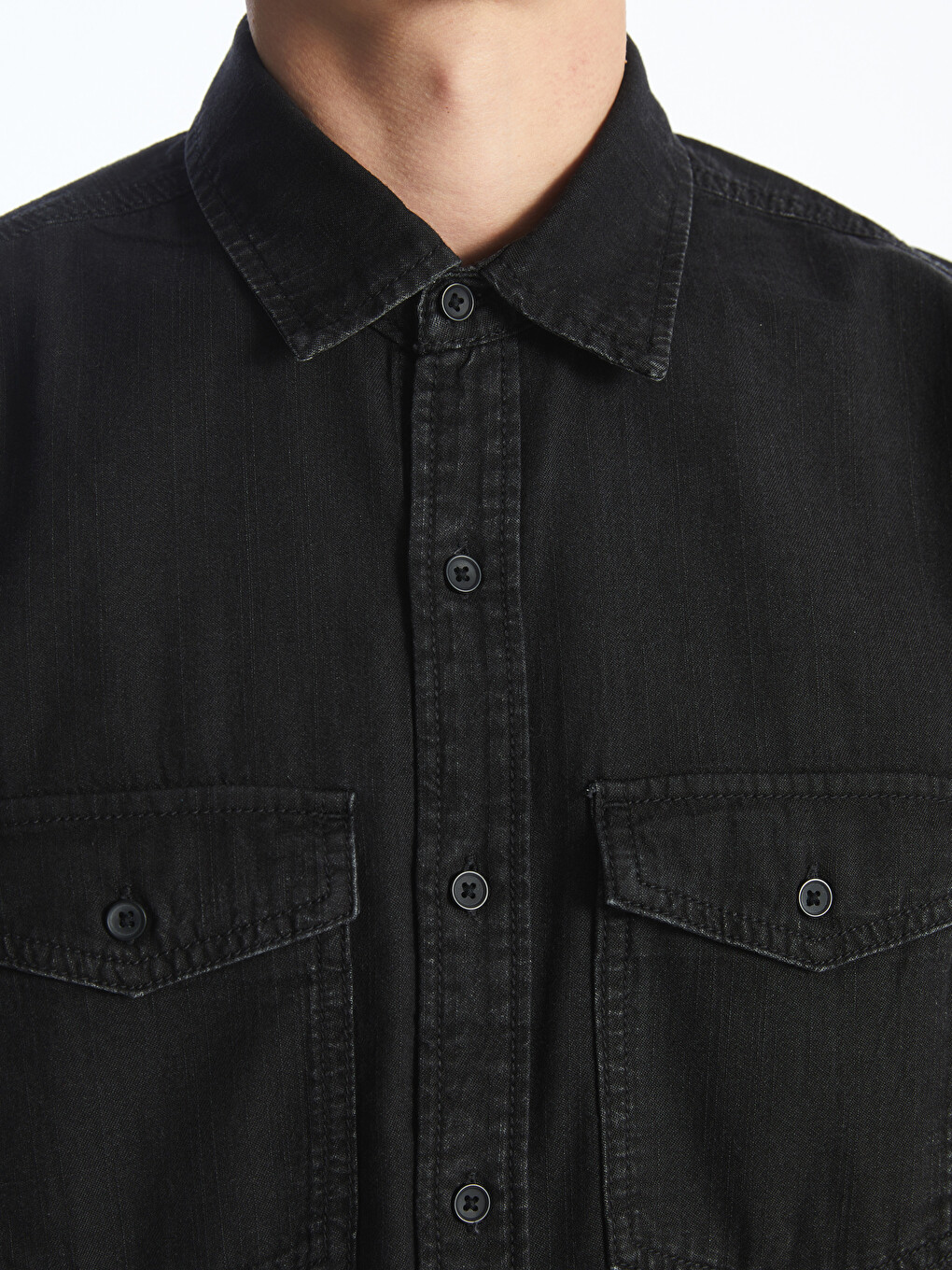 Regular Fit Long Sleeve Men's Denim Shirt-3