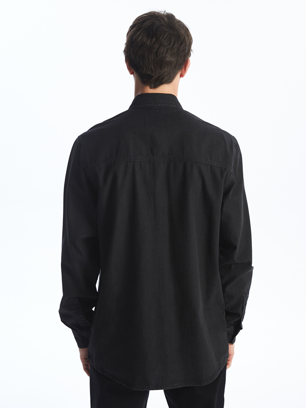 Regular Fit Long Sleeve Men's Denim Shirt-4