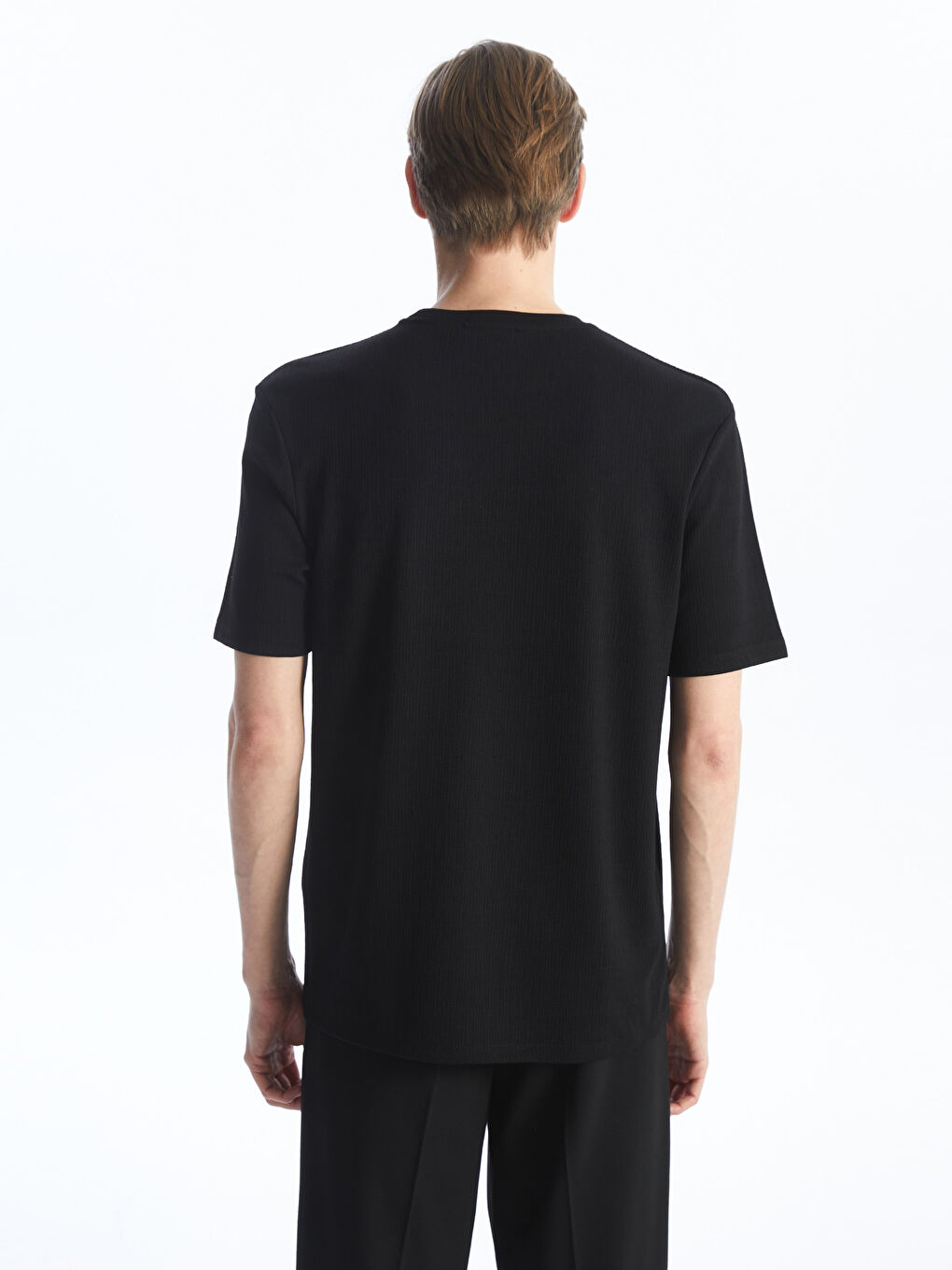 Crew Neck Short Sleeve Men's Textured T-Shirt -S40005Z8-CVL