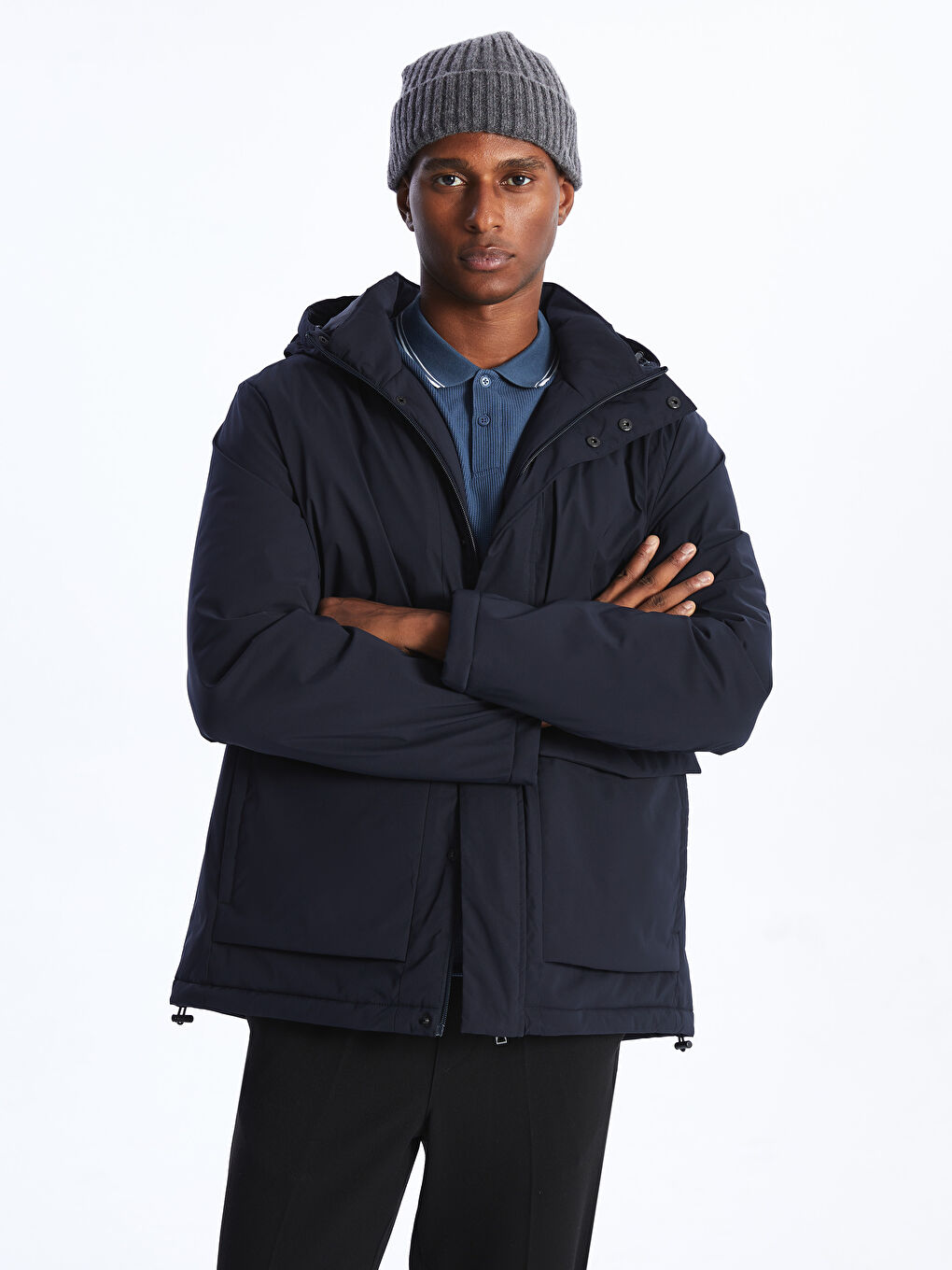 Standard Fit Hooded Men's Coat -S40009Z8-RFH