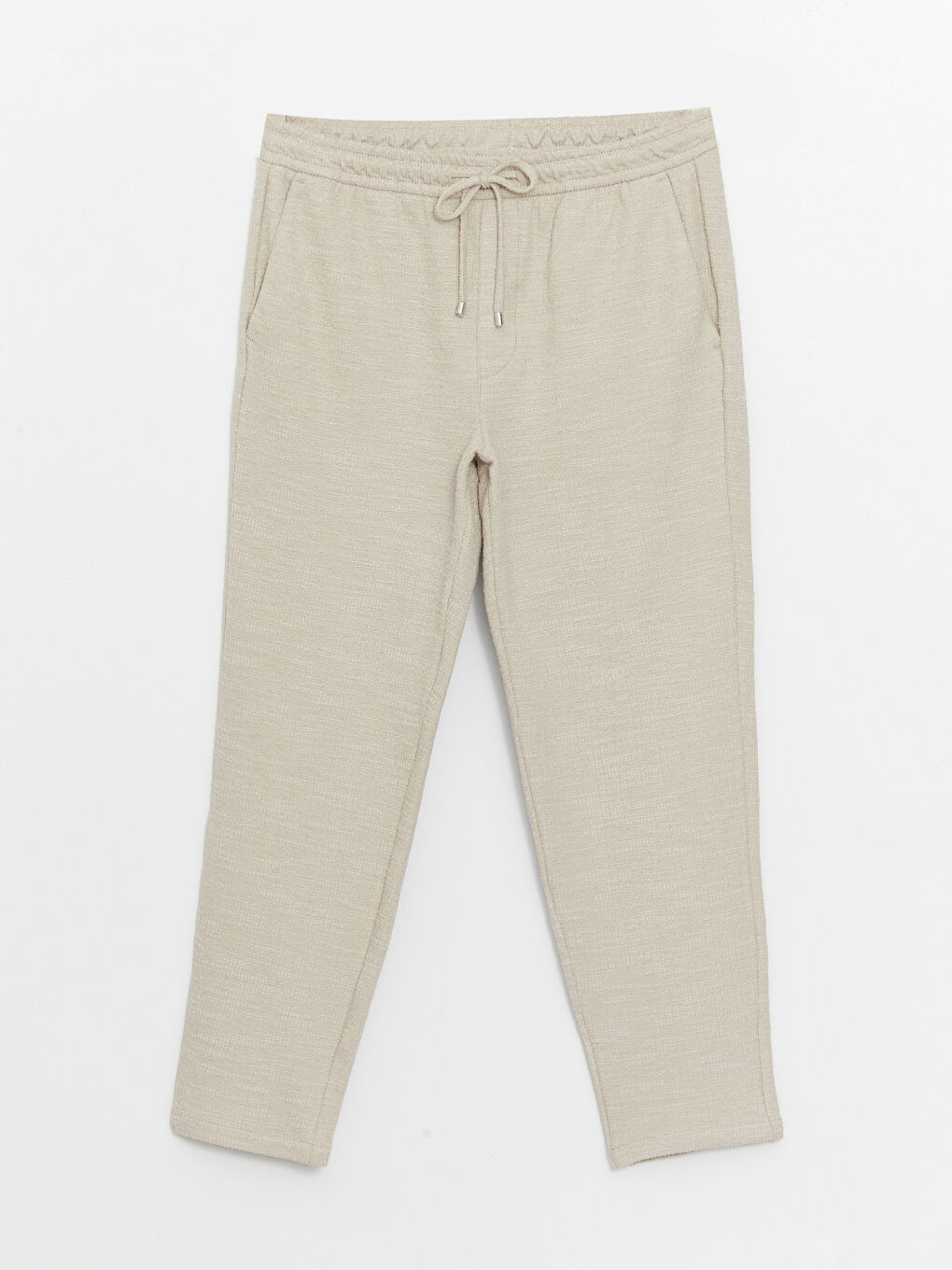 Bej Standart Kalıp Erkek Dokulu Pantolon-5