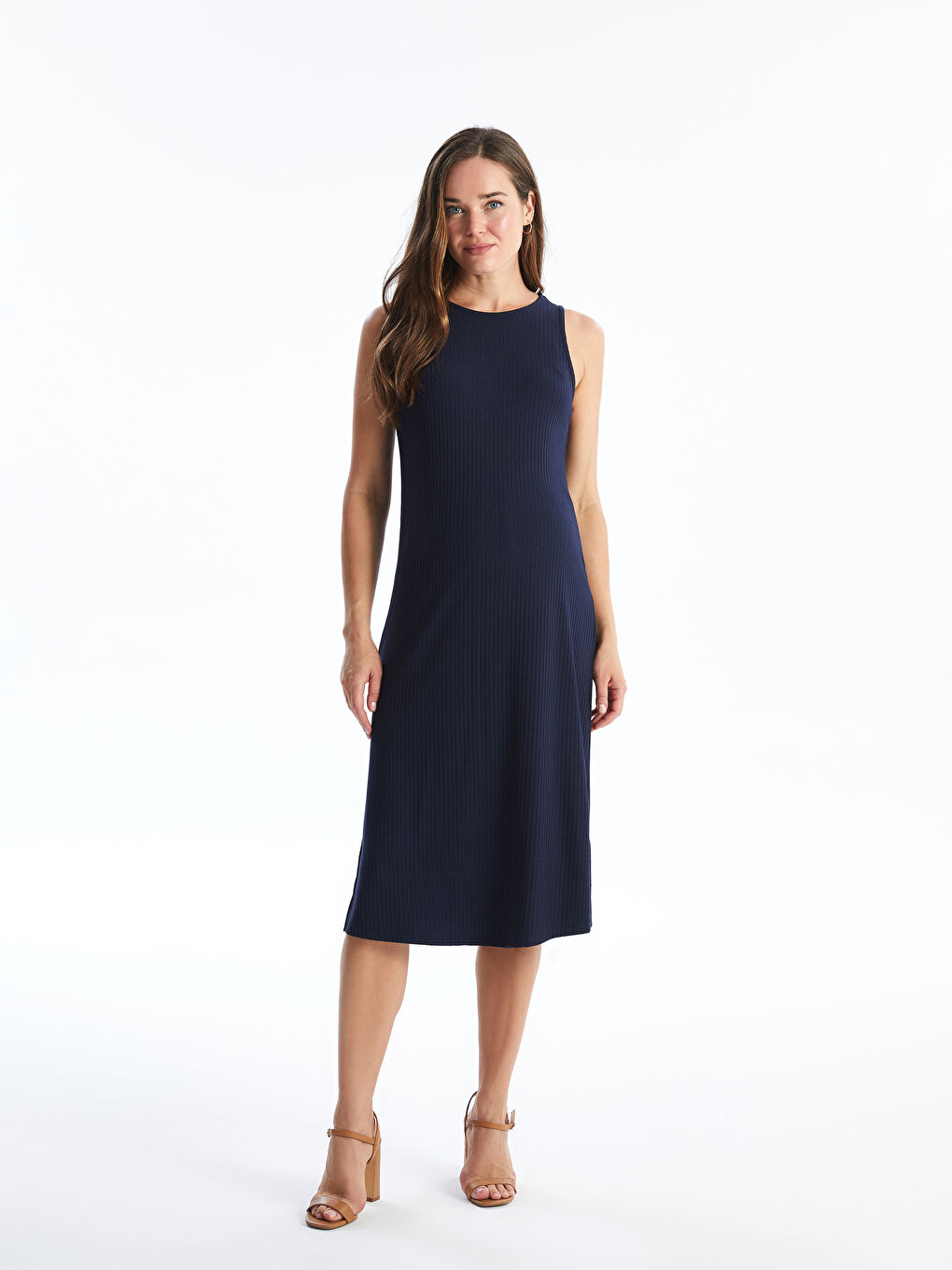 Crew Neck Straight A-Cut Maternity Dress -S40050Z8-HEL