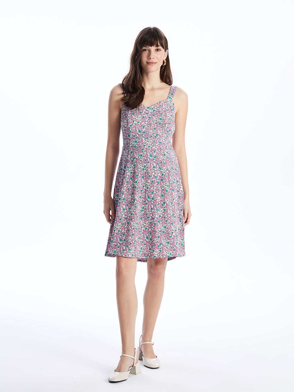 Sweetheart Neck Patterned Maternity Dress