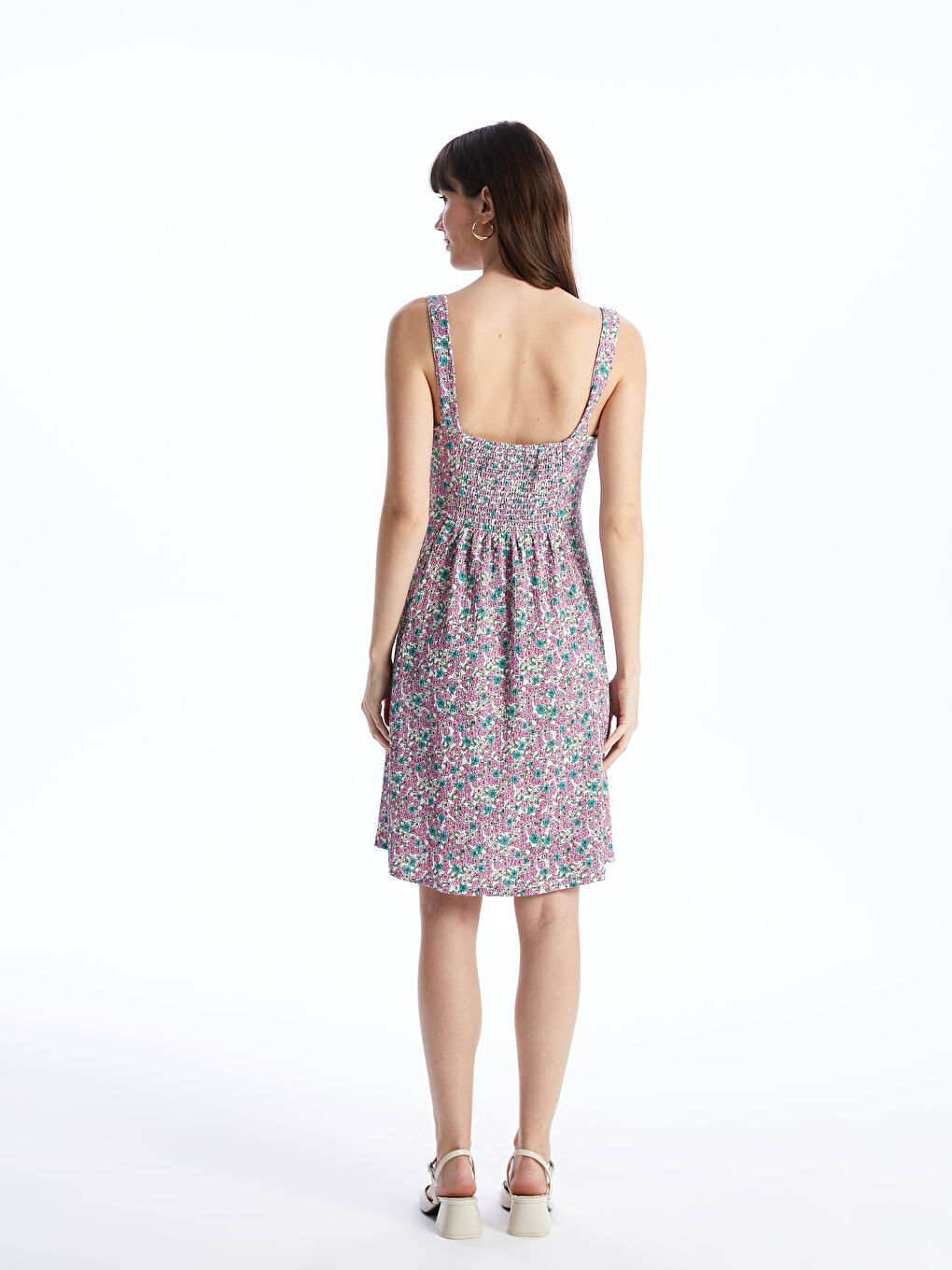 Sweetheart Neck Patterned Maternity Dress-4