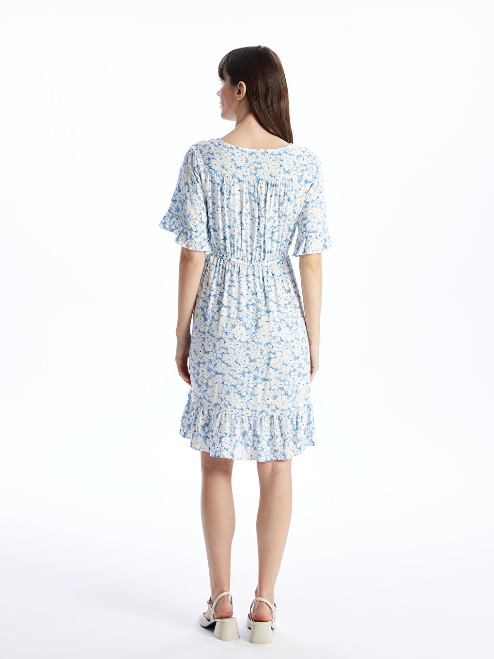 LCWAIKIKI Maternity Robe Maternité à Col Double Boutonnage Florale à Manches Courtes -S40056Z8-LQQ