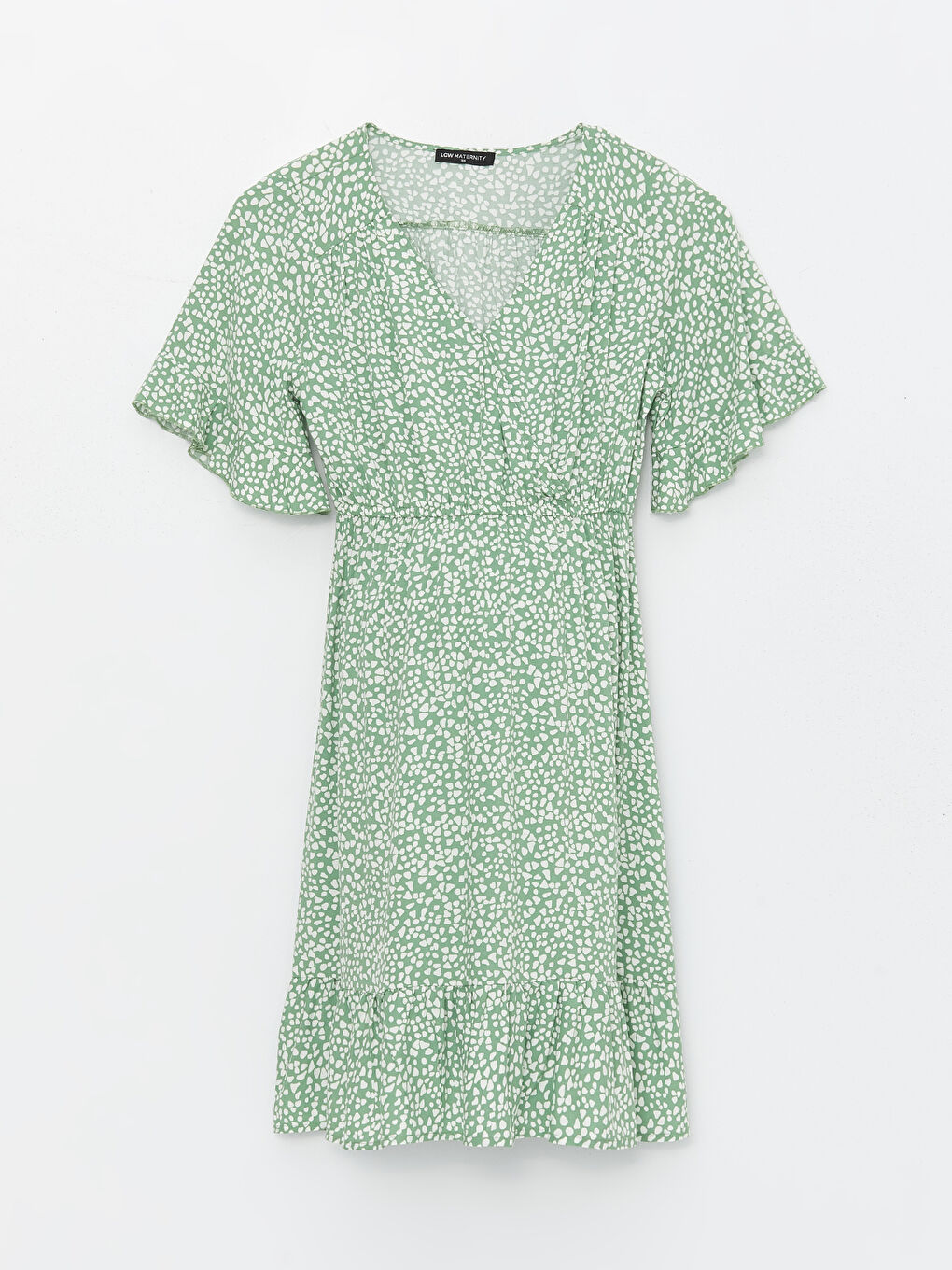 Двубортный воротник узорчатое платье с коротким рукавом для беременных-5