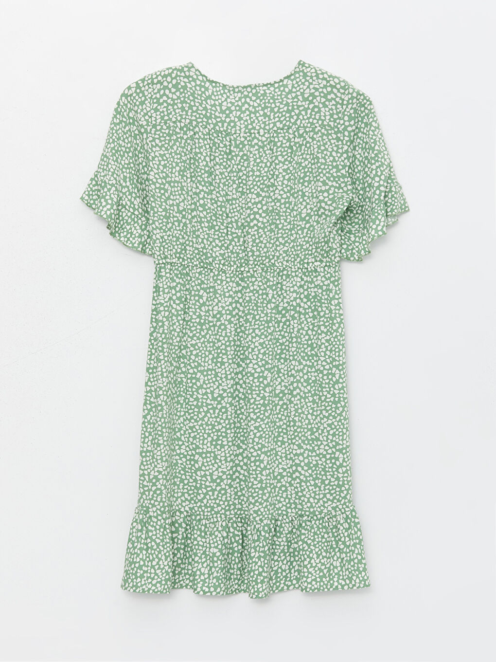 Двубортный воротник узорчатое платье с коротким рукавом для беременных-6