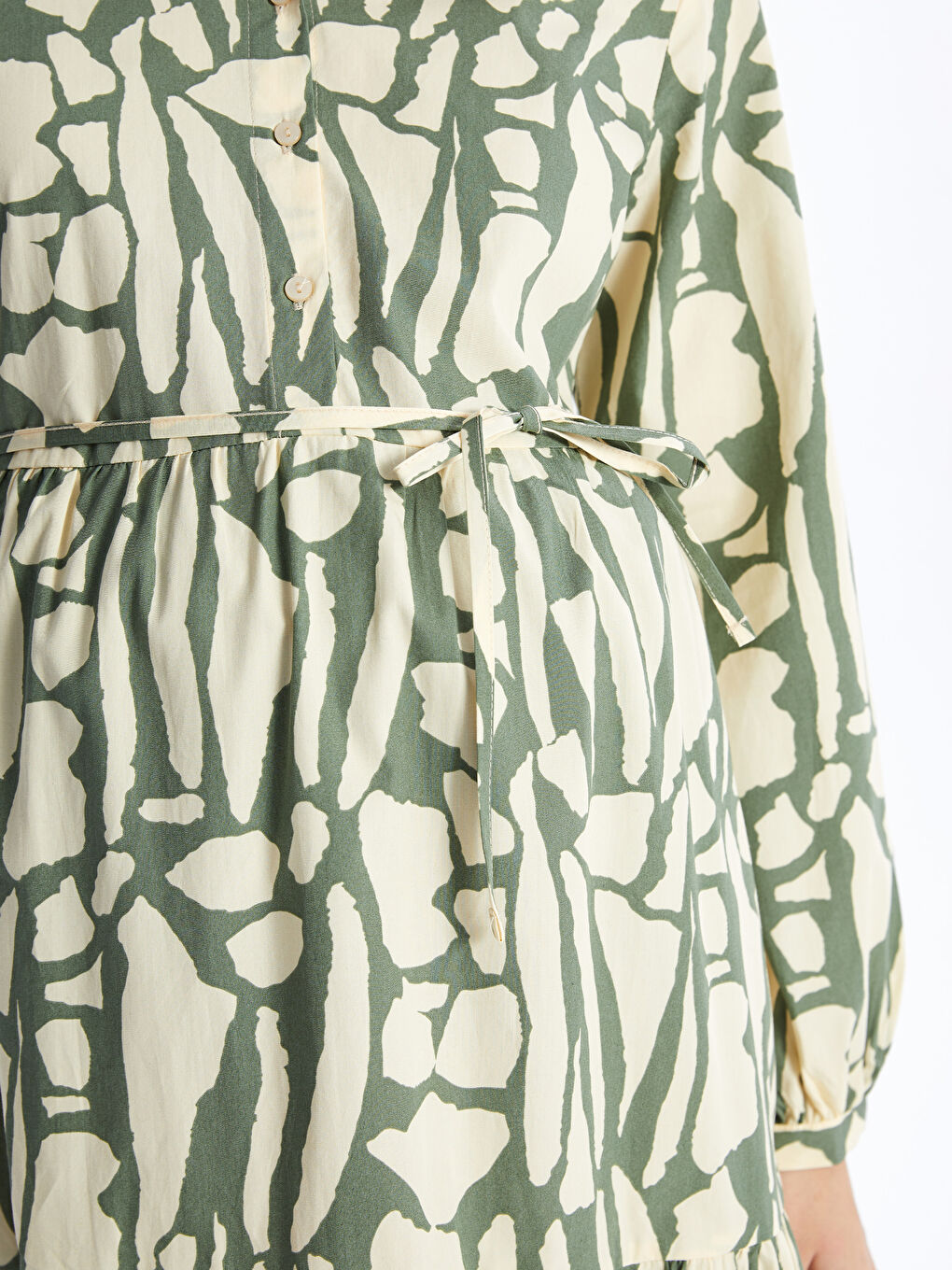Shirt Collar Patterned Long Sleeve Maternity Dress -S40057Z8-LRR