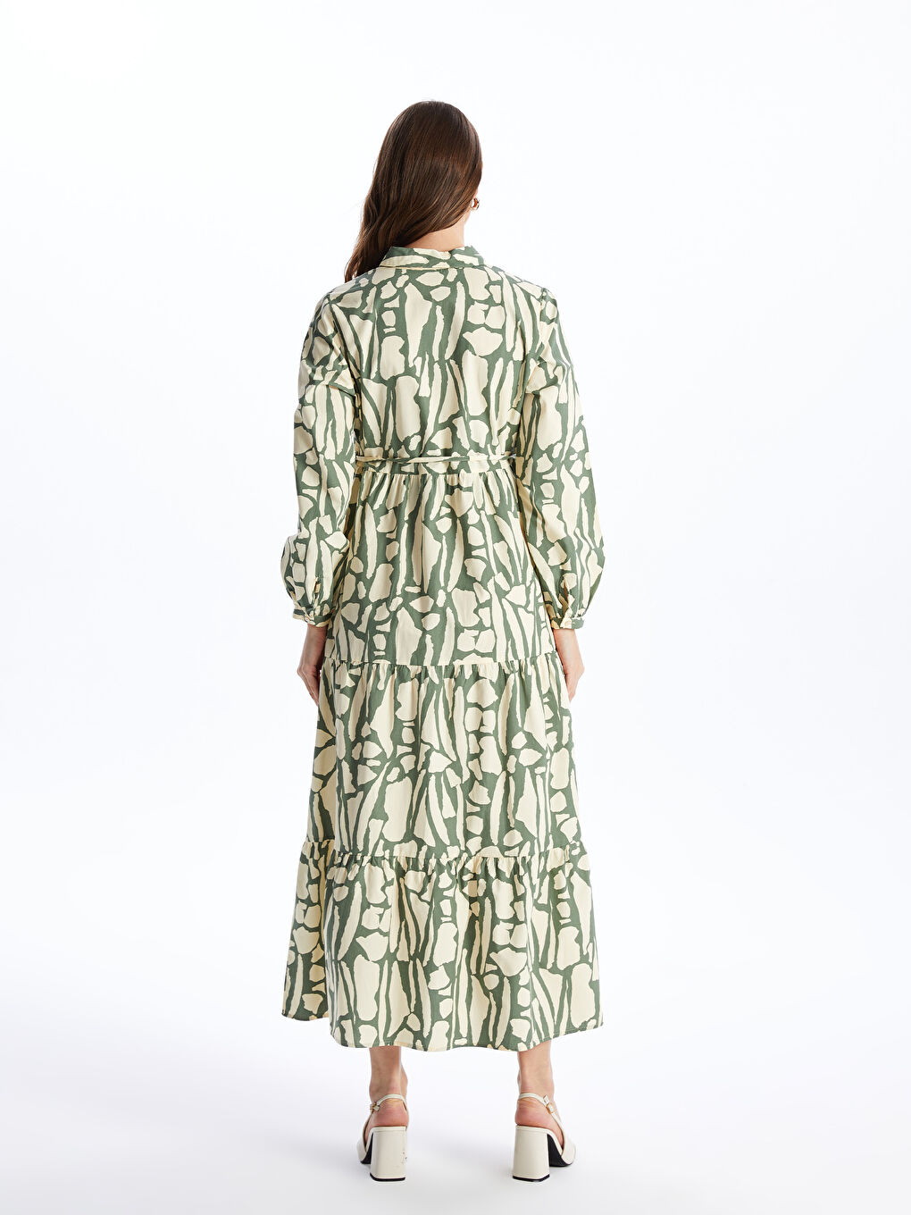 Shirt Collar Patterned Long Sleeve Maternity Dress -S40057Z8-LRR