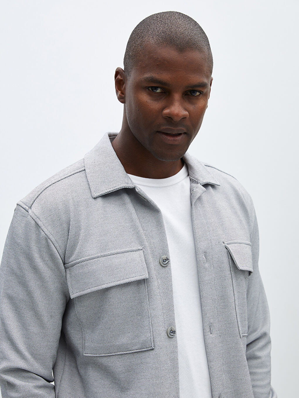 Regular Fit Long Sleeve Men's Shirt Jacket -S40070Z8-QKV