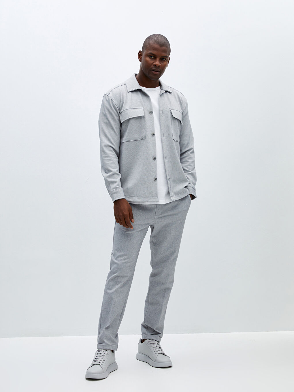 Regular Fit Long Sleeve Men's Shirt Jacket -S40070Z8-QKV