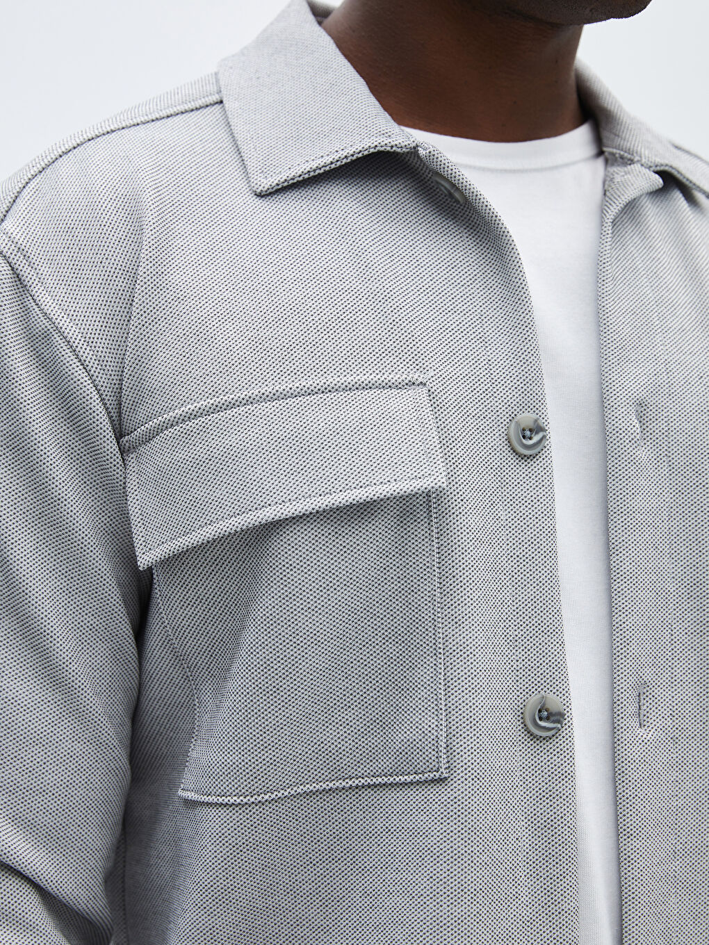 Regular Fit Long Sleeve Men's Shirt Jacket -S40070Z8-QKV