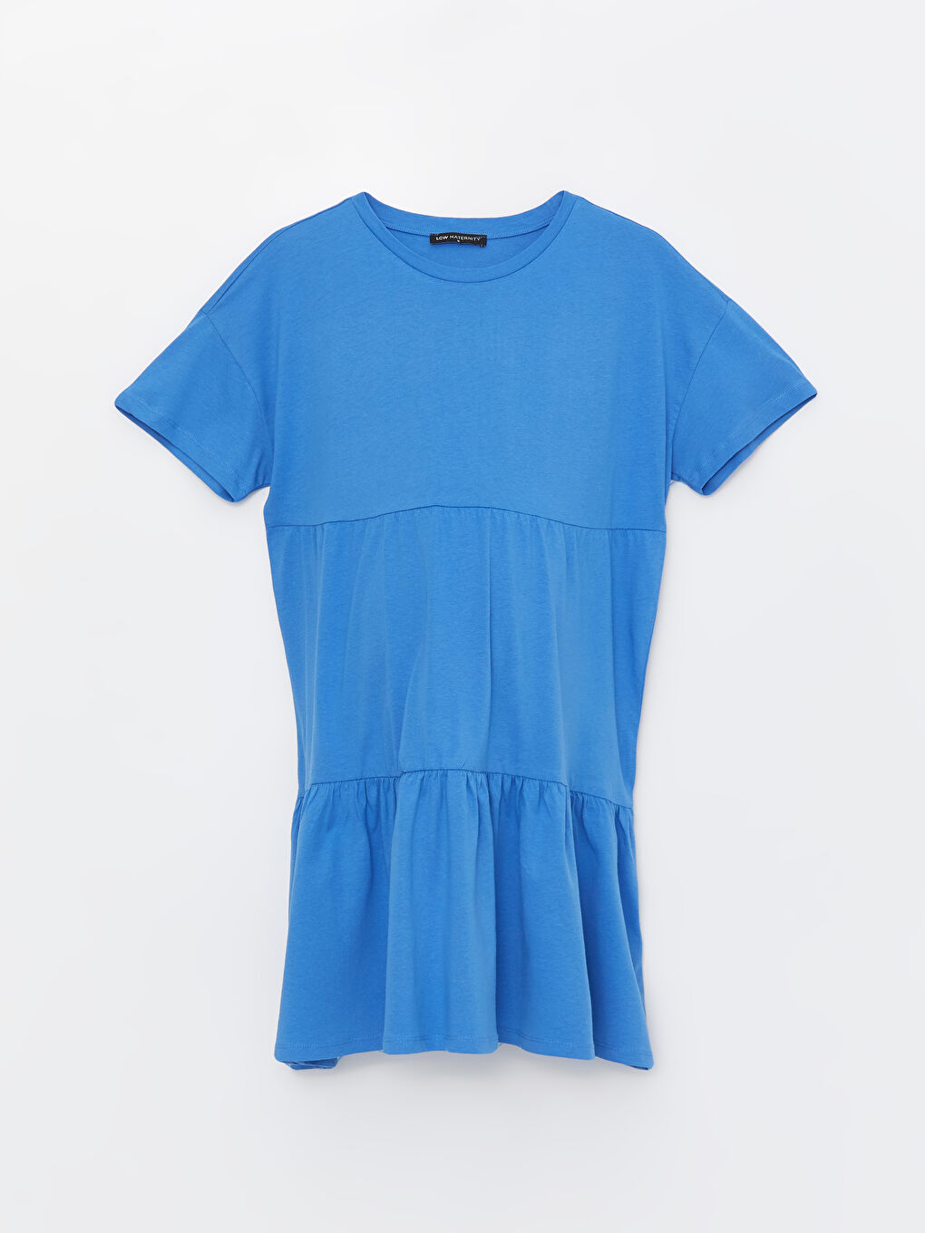 فستان حمل سادة بياقة دائرية وكم قصير-5