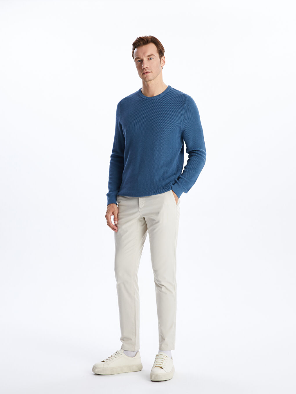 Bej Dar Kalıp Erkek Chino Pantolon