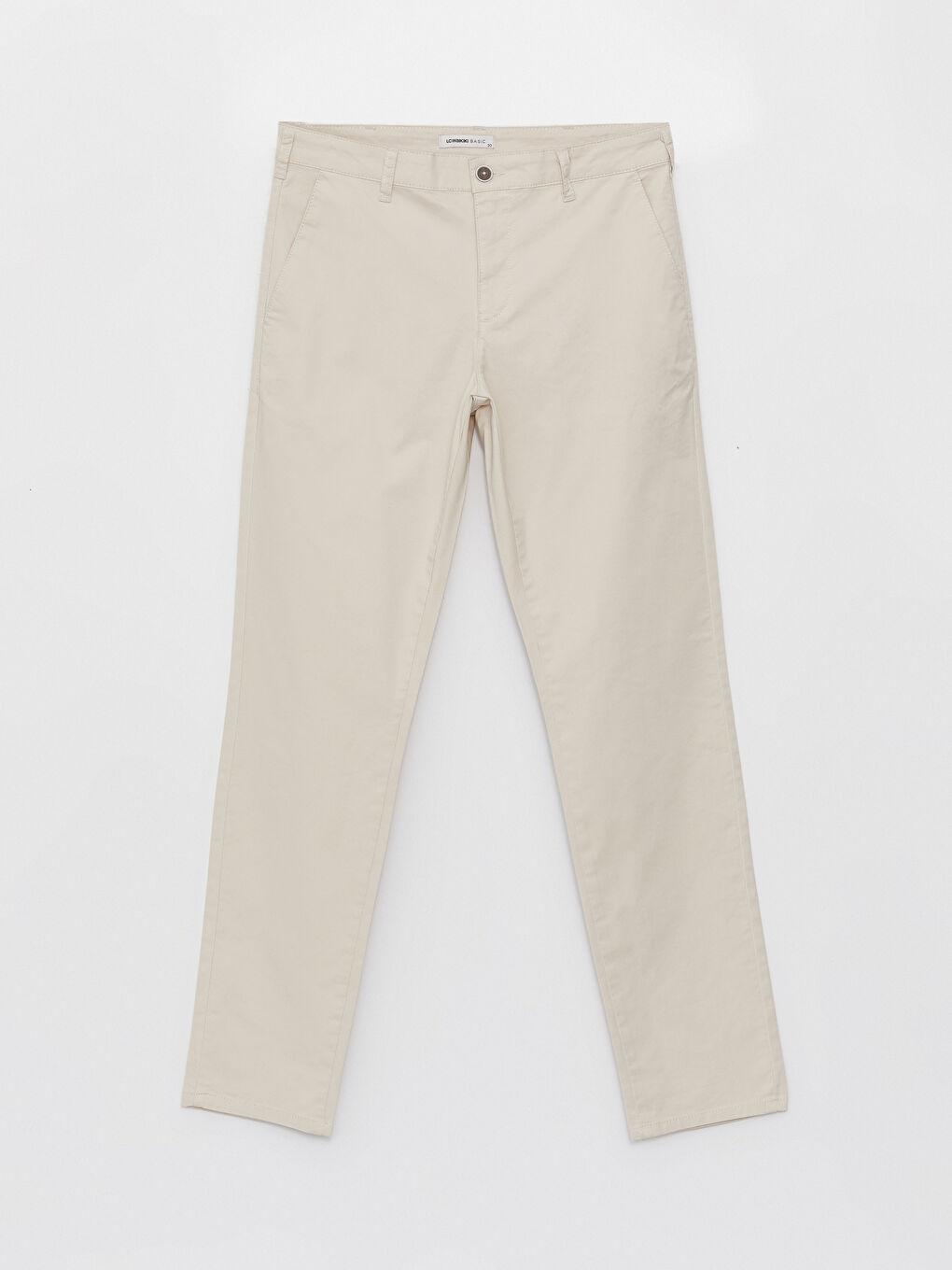 Bej Dar Kalıp Erkek Chino Pantolon-4