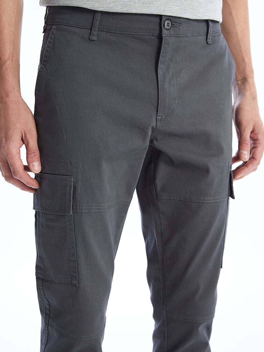 LCWAIKIKI Classic Antrasit Dar Kalıp Gabardin Erkek Chino Pantolon - 3