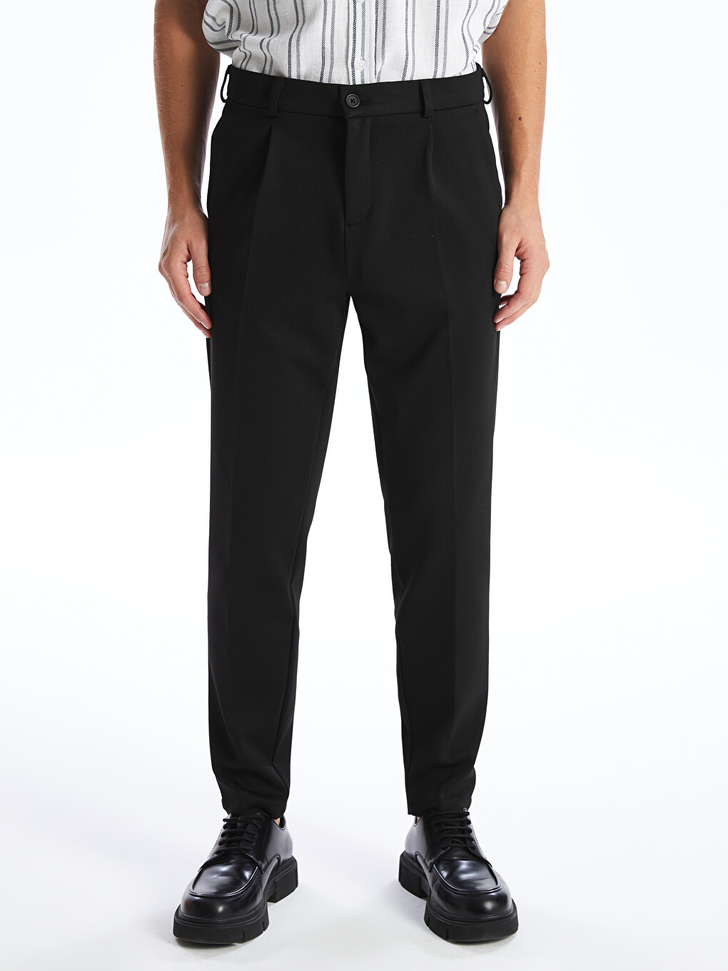 Siyah Standart Kalıp Erkek Chino Pantolon-2
