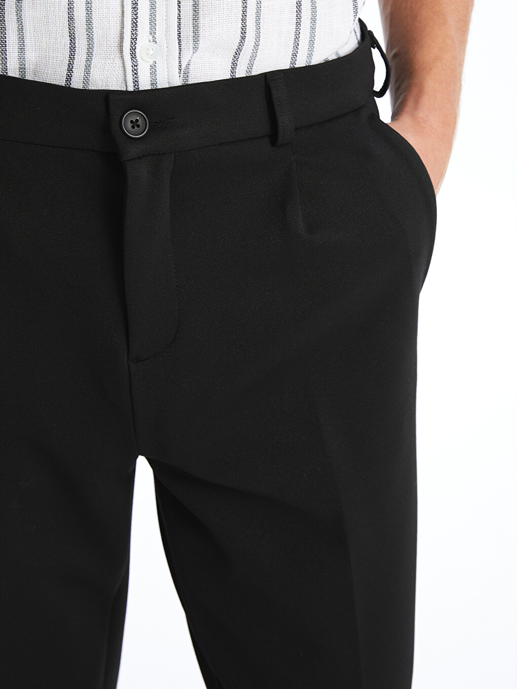 Siyah Standart Kalıp Erkek Chino Pantolon-4