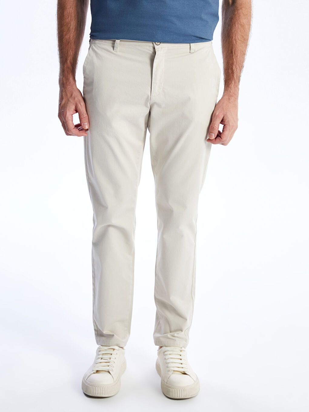 Bej Dar Kalıp Erkek Chino Pantolon-3