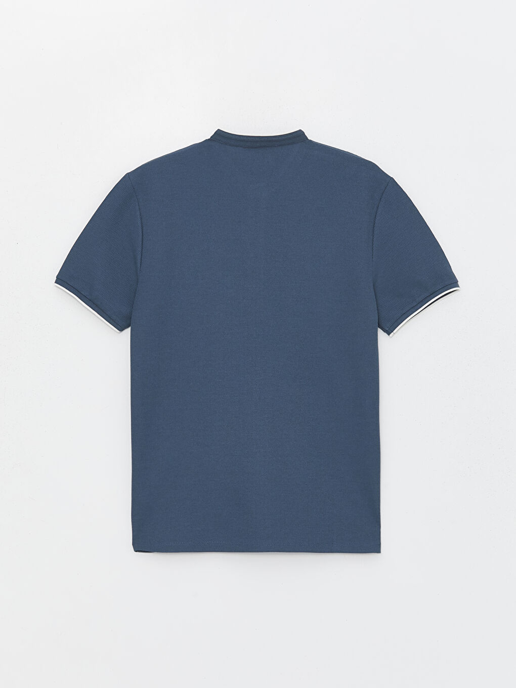 İndigo Hakim Yaka Kısa Kollu Erkek Dokulu Tişört-6