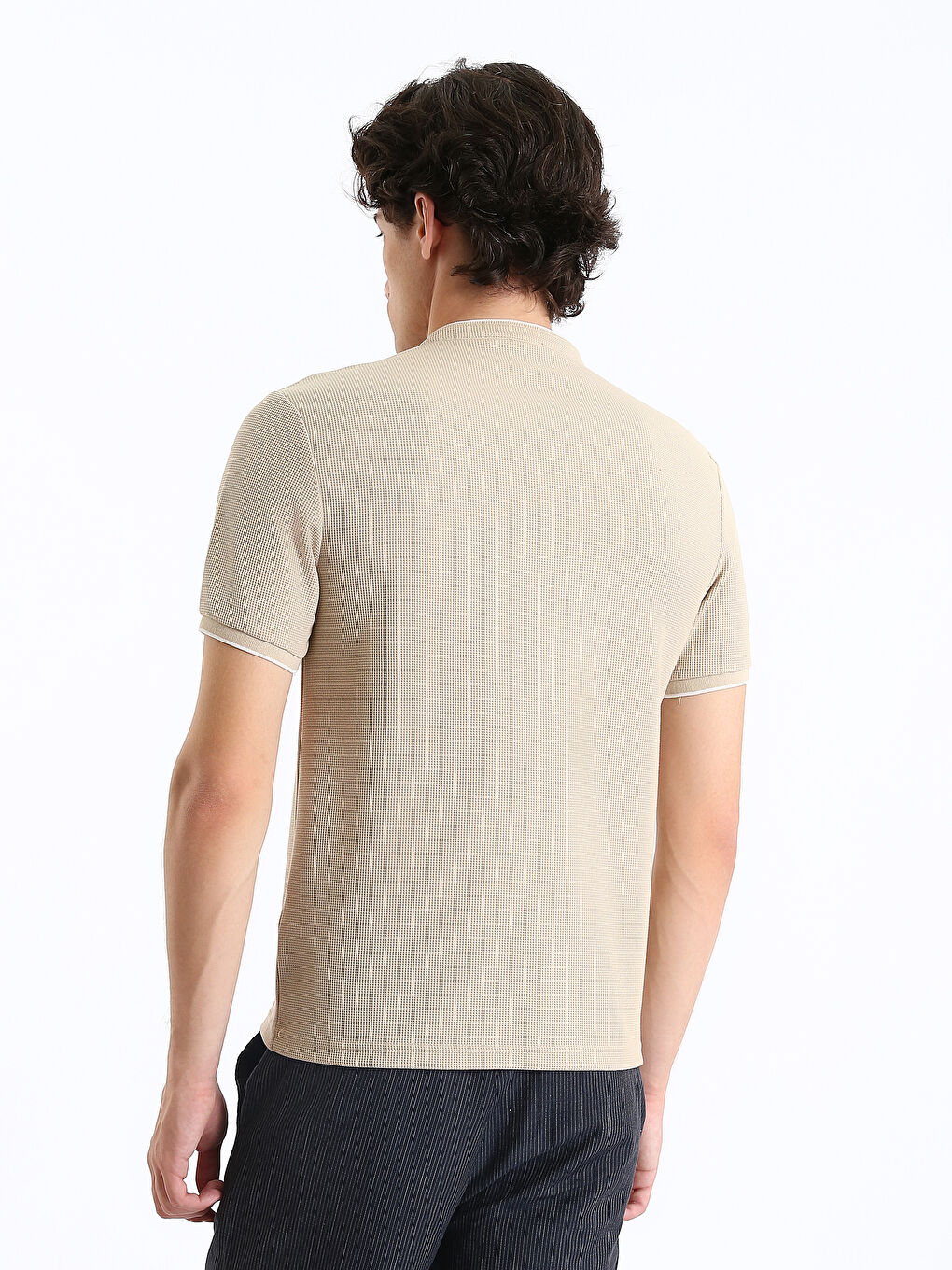 Grandad Collar Short Sleeve Men's Structured T-Shirt-8