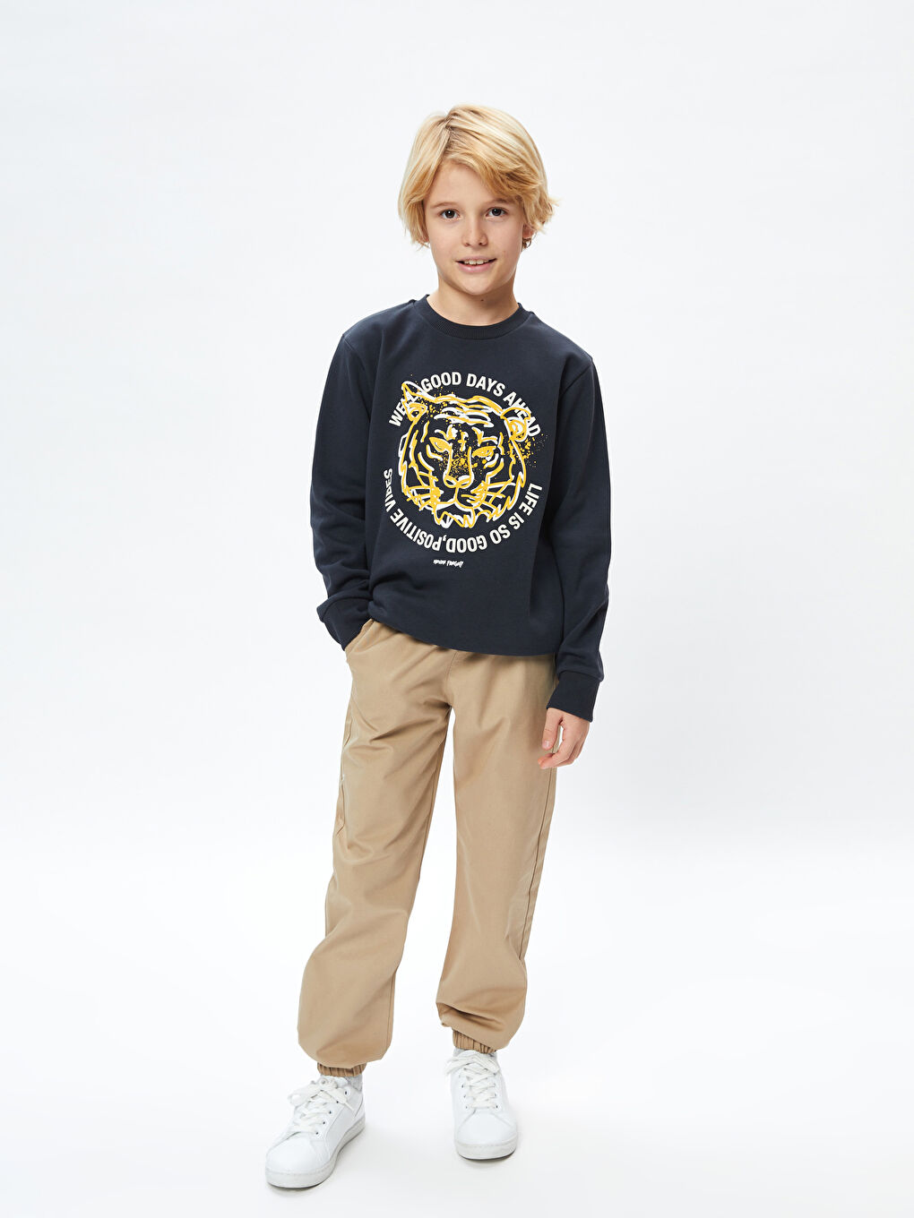 Elasticated Waist Boys' Jogger Trousers -S40169Z4-GBY