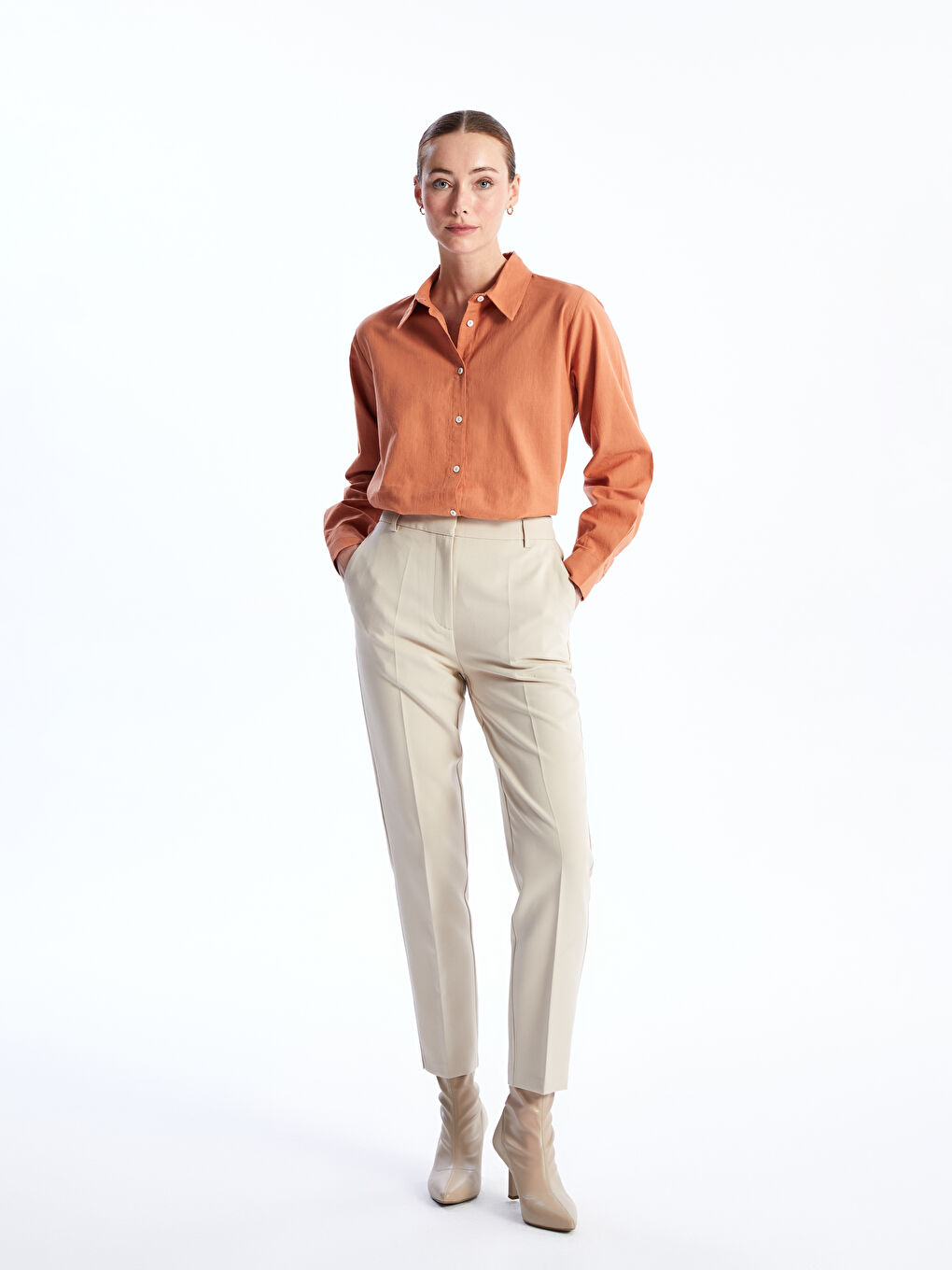 Jednostavne ženske pantalone uskog kroja -S40170Z8-FZJ